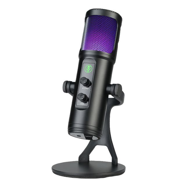 Wired USB Type-C Aluminum Alloy Studio Microphone RGB Light Desktop Design Noise Reduction Gaming Recording Streaming Condenser