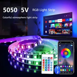 SMD5050 2M RGB Led şerit 5V akıllı 2/3/5M set LED şerit ışık App/ Wifi/Bluetooth kontrollü ev ışık dekorasyon için Led