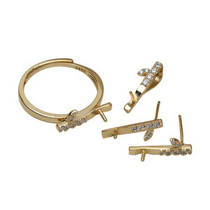 Ensemble de bijoux DIY en argent S925, pendentif de divination, boucles d'oreilles et bague avec support vide pour perles de 6 à 8 mm pour les fêtes - 3152 - Product Image 5