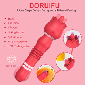 Vibrador Femenino 3 en 1 con Estimulación del Punto G, <span class=keywords><strong>Dildo</strong></span> Telescópico, Estimulación del Clítoris, Penetración <span class=keywords><strong>Vaginal</strong></span> y Anal, con Bola Giratoria - Product Image 2