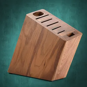 HEZHEN-piezas de madera de nogal Natural, soporte para cuchillos de cocina con 7 ranuras, novedad