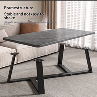 Table basse haut de gamme de luxe léger pour petits appartements et bureaux, table d'appoint simple avec cadre métallique et plateau en panneau de densité