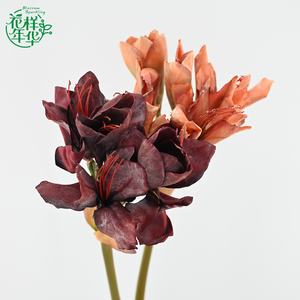 Fleurs d'amarilles artificielles roses et blanches mélangées de 70 cm à longue tige, élégantes pour centre de table de mariage et arrangement en vase - Product Image 2