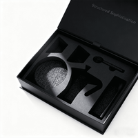 Boîte cadeau rigide magnétique noire mate avec insert en EVA flocé sur mesure pour la vaisselle de table, emballage de luxe haut de gamme