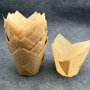 ถาดคัพเค้กแบบใช้แล้วทิ้ง,พิมพ์ลายดอกบัวมัฟฟินสีน้ำตาล - Product Image 6