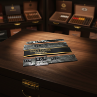 Autocollant adhésif personnalisé de luxe pour anneau de cigare, en métal souple, avec logo de marque privée en relief, pour emballage