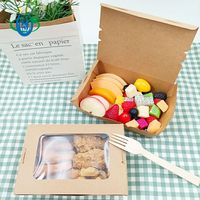 Boîte à lunch jetable écologique en papier kraft avec pelliculage mat et gaufrage personnalisable pour sushis, sandwichs et traiteur à emporter