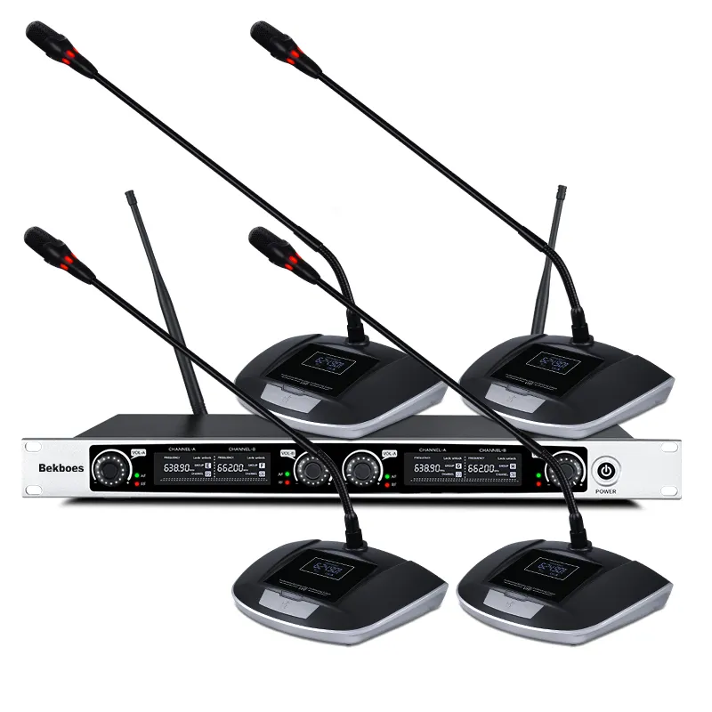 Bekboes UHF ayarlanabilir Gooseneck Mic konferans sistemi kablosuz profesyonel masaüstü mikrofon