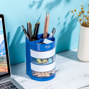 Deli Plastic Pen Holder 904 Multi Layer Storage Blue Office Desk Organizer - Product Image 2