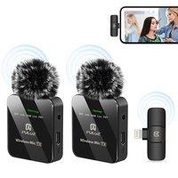Microphone de studio Lavalier sans fil PULUZ pour téléphone de type C, récepteur de type C et haut-parleurs à double microphone pour téléphones mobiles
