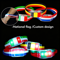 Bracelet LED en silicone à thème drapeau national pour promotion et décorations