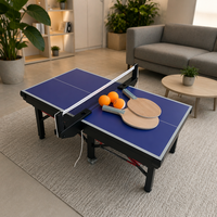 Table de ping-pong professionnelle compacte de 55 cm pour bureau, avec cadre rouge et plateau en MDF, idéale pour la réduction du stress au bureau.