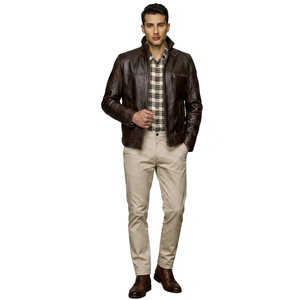 Genuine Cow Skin <b>Leather</b> Hooded <b>Jacket</b> Factory Direct Plus Size Premium Quality Zipper Outerwear for <b>Men</b> Classic Vintage Stand - Product Image 1