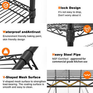 Estante de metal de 4 niveles con estantes y ruedas de alambre recubierto de epoxi para almacenamiento de baño o cocina, - Product Image 4