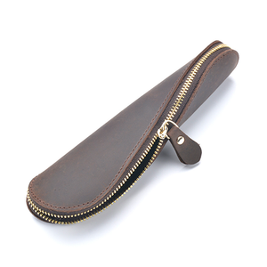 Handgemaakte lederen etui van koeienhuid met vintage rits, S-vormig pennenetui, vintage etui, enkelvoudige penhouder - Product Image 6