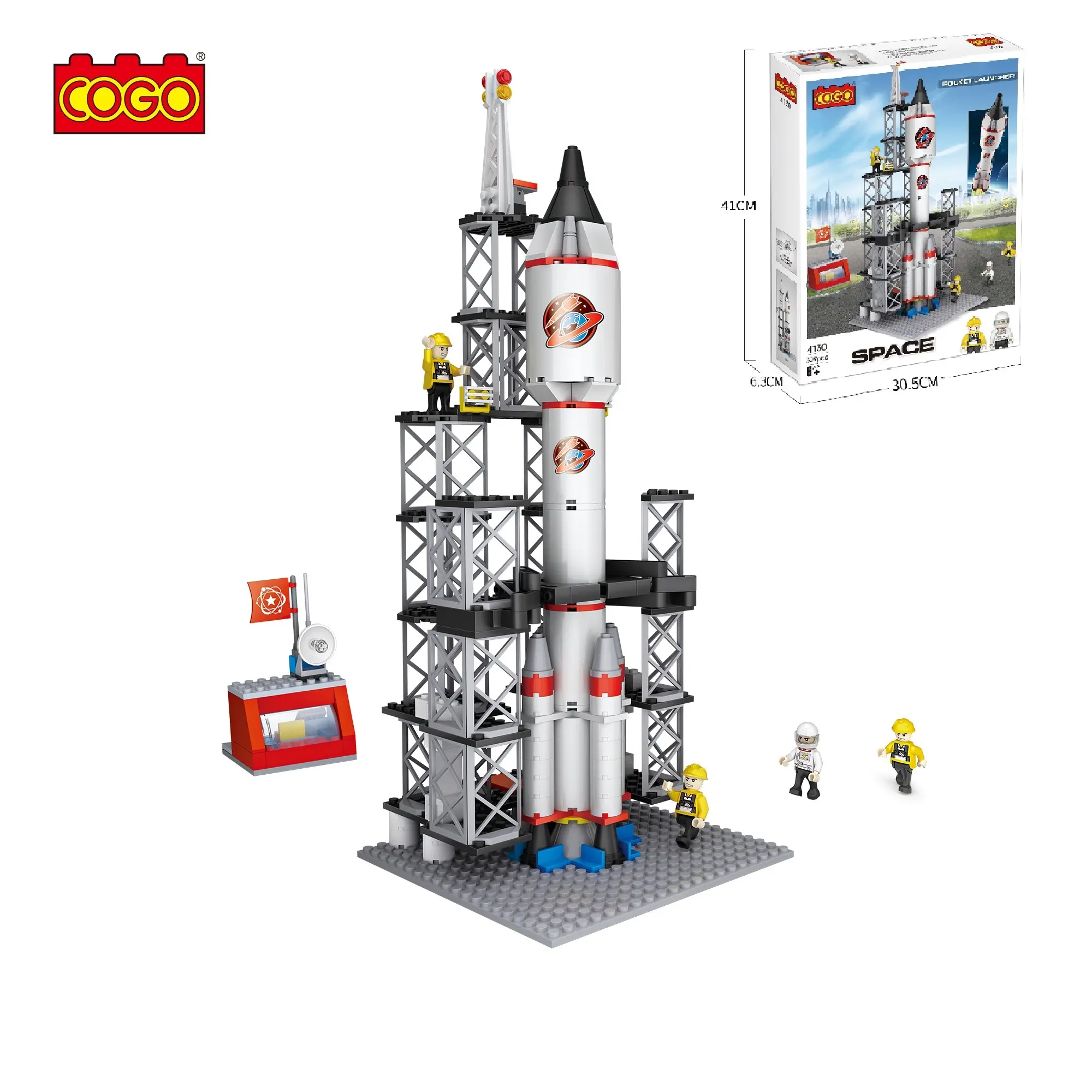 COGO 309 PCS City Series Building Blocks NASA Rocket Space Set with 4 Figures All Leading Blocks Hot Toys for Kids