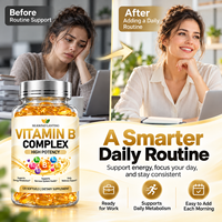 Vitamine B complexe haute puissance, 120 gélules molles (B1, B2, B3, B6, B12) pour le métabolisme énergétique, étiquette personnalisée, vente en gros, directement de l'usine