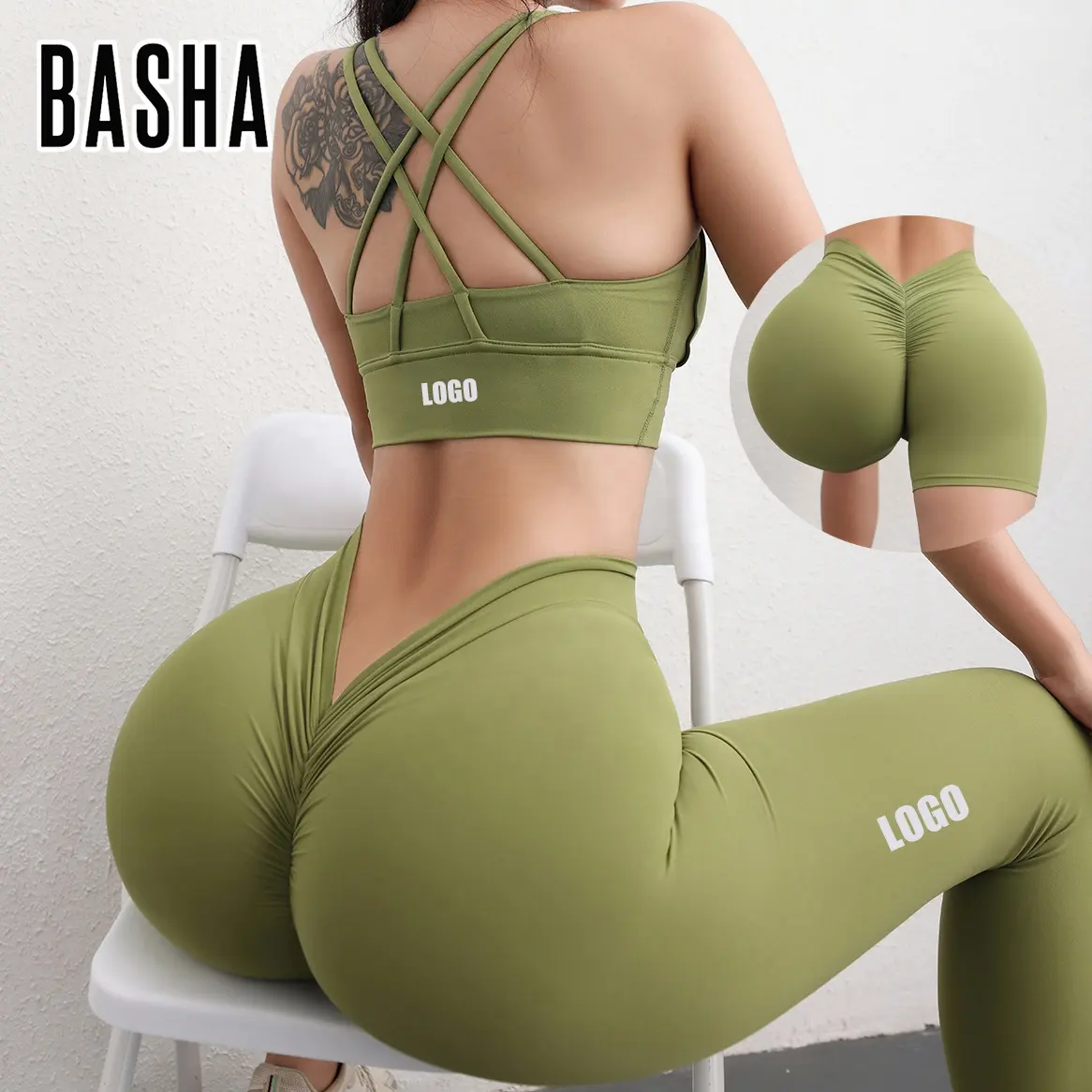 BASHAsport entraînement Yoga vêtements femmes vêtements actifs ensemble grande taille sans couture Fitness soutien-gorge Shorts Leggings Yoga ensembles