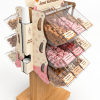 Présentoir à bonbons personnalisé avec bacs en acrylique - Présentoir de sol en bois pour aliments en vrac pour supermarchés et magasins de fruits secs