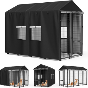 Outdoor Dog Kennel <b>Cover</b> Full Coverage with Transparent PVC <b>Window</b> and Breathable Mesh for Multiple Brands of Kennels Only <b>Cover</b> - Product Image 2
