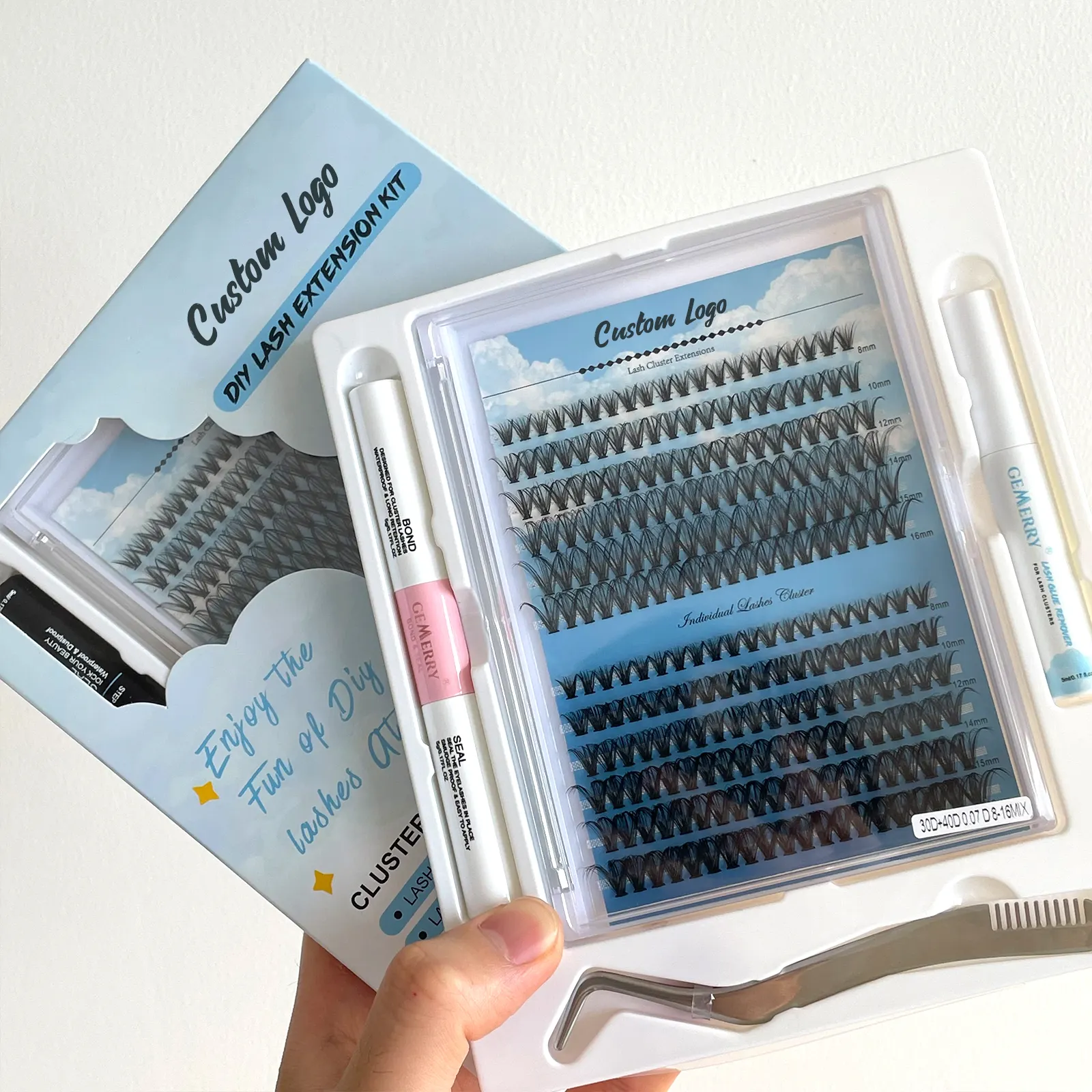 Groothandel Diy Lash Lijm Cluster Custom Wimper Verwijderaar Individuele Wimpers Lint Diy Gesegmenteerde Lash Extensions Kit Diy Wimpers