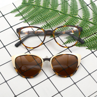 Lunettes de soleil œil de chat pour femmes, monture classique en acétate avec verres PC transparents, style féminin élégant