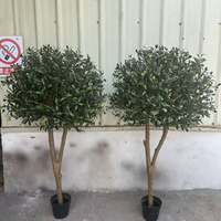 Pohon Zaitun Buatan 150cm dengan Batang Kayu Solid, Pohon Topiary 65cm, Dekorasi Lanskap untuk Dalam & Luar Ruangan, Kamar Tidur, Hotel, Rumah