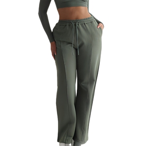 Custom Olive Green <b>Women</b> Wide Leg <b>Lounge</b> <b>Pants</b> Loose Fit Casual Relaxed Trousers Wholesale Apparel USA UK EU B2B Suppliers Co - Product Image 1