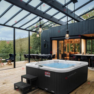 Moderner Whirlpool mit Massagefunktion für 6 Personen, Outdoor Swim Spa Pool, freistehendes Acryl-Jacuzzi, rechteckig mit Abfluss, für die ganze Familie - Product Image 4