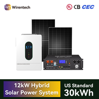Kit de panneaux solaires 12 kW avec onduleur et batterie, système solaire biphasé pour maison 120V 240V