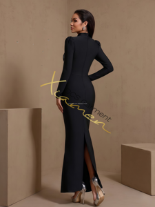 Robes de soirée élégantes à sequins argentés Ocstrade Fashion, col haut, manches longues, pour femmes, modèle 2026 - Product Image 3