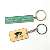 Porte-clés en métal émaillé doux personnalisé, rectangulaire, doré, souvenir, cadeau