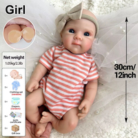 Mini poupées Reborn de 12 pouces, poupée bébé en silicone artificiel, détails faits à la main, cadeau parfait pour les passionnés de poupées