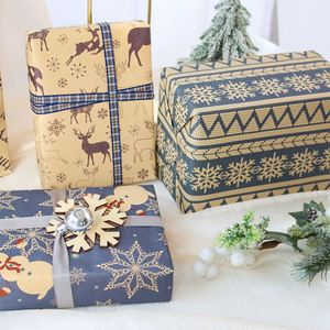 New Arrival 50*70cm Christmas Gift <b>Wrapping</b> <b>Paper</b> Xmas Element Printed Double Side 80gsm Kraft Brown <b>Paper</b> - Product Image 3