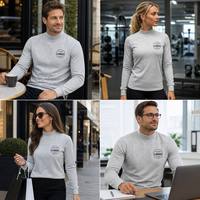 Felpa con Collo Alto Personalizzata con Logo, Taglia e Colori Stampati o Ricamati, Produttore di Abbigliamento, Maglia a Maniche Lunghe da Uomo