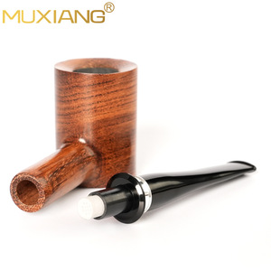 MUXIANG Rosewood Handmade Tobacco Pipe Straight Handle 9mm Filter Silver Ring For Smoking - Product Image 4
