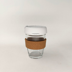 Taza de Café de Vidrio Ecológica Reutilizable Resistente al Calor de 230 ml, 350 ml, 470 ml <span class=keywords><strong>con</strong></span> Tapa de Silicona y Banda de Corcho - Product Image 2
