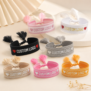 Pulsera de Borlas Bordada Personalizada, Banda de <span class=keywords><strong>Amistad</strong></span> Tejida Ajustable con Logotipo Personalizado para Eventos Corporativos, Promociones - Product Image 2