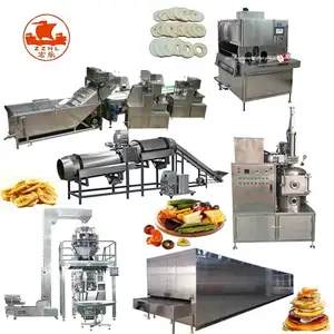 Máquina de producción de Chips de fruta, cáscara de coco, plátano, manzana, rebanadora, línea de producción de patatas fritas, máquina de embalaje para freír