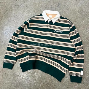 เสื้อโปโลแขนยาวสำหรับผู้ชายเสื้อกอล์ฟผ้าคอตตอนลายรักบี้ออกแบบได้ตามต้องการ - Product Image 1
