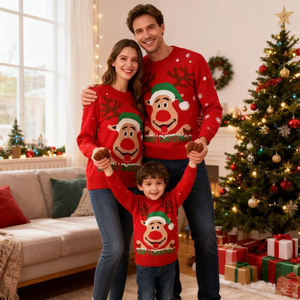 Pull de Noël moche en jacquard tricoté sur mesure, pour hommes, femmes, unisexe, rouge, vert, vêtements de Noël pour la famille, vente en gros - Product Image 3