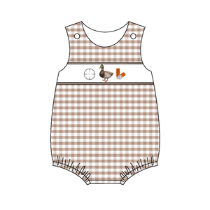 Conjunto de ropa para hermanos y niñas de 0-3m al por mayor, mameluco de burbujas con diseño de pato personalizado para niños pequeños, ropa para fumar de verano para niños - Product Image 2