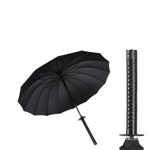 Payung pedang Samurai hitam otomatis, payung perjalanan antiangin modis 2023