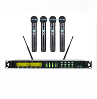 Système de microphones sans fil à 4 canaux, ensemble de micros sans fil UHF quad, microphone radio pour chant sur scène, église et école