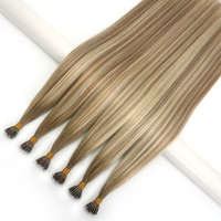 Extensiones de Cabello Humano con Anillas Nano y Micro Links, Rubio Natural, con Microperlas, Pre-Adheridas, Remy, Cabello Lacio Europeo