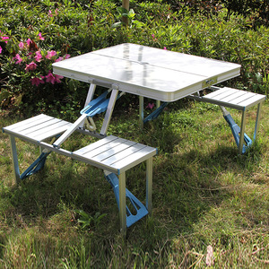 Commercio all'ingrosso luce pieghevole in alluminio pieghevole valigia <span class=keywords><strong>campeggio</strong></span> Picnic caffè da pranzo giardino spiaggia prato <span class=keywords><strong>tavolo</strong></span> con sedie - Product Image 5