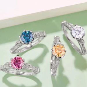 แหวนเงินแท้ 925 ประดับเพชรทรงกลมเจียระไนแบบบริลเลียนต์ 1 กะรัต แหวนมอยส์ซาไนต์เงิน 925 - Product Image 6