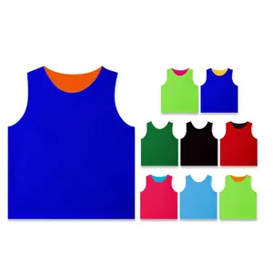 透气网眼OEM logo定制双面素面运动服游戏训练男女通用可逆篮球足球背心球衣