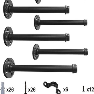 Vente en gros à petite échelle de supports muraux pour tuyaux d'eau de style rétro américain, étagères murales en fer forgé, commerce extérieur - Product Image 1