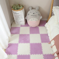 Dalles de sol emboîtables en EVA, tapis puzzle moelleux lavable pour bébé, tapis de jeu en peluche